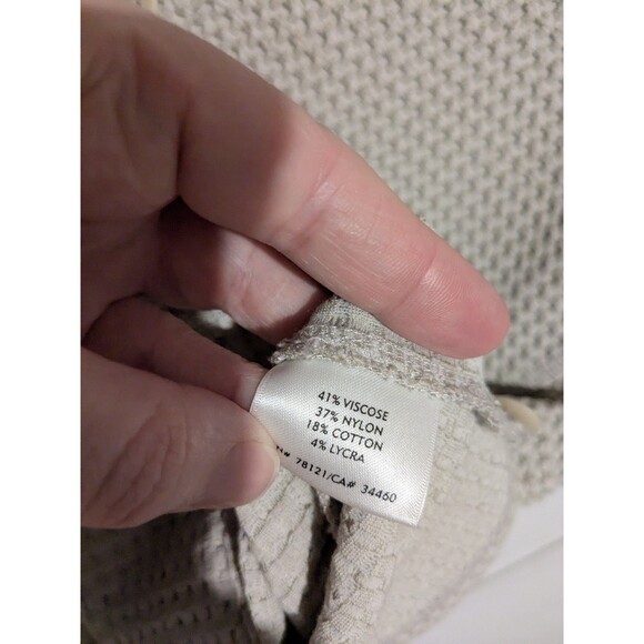 Eileen Fisher Beige Tan Button Front Cardigan Waffle Weave Pattern B49 1X/2X - Picture 4 of 5
